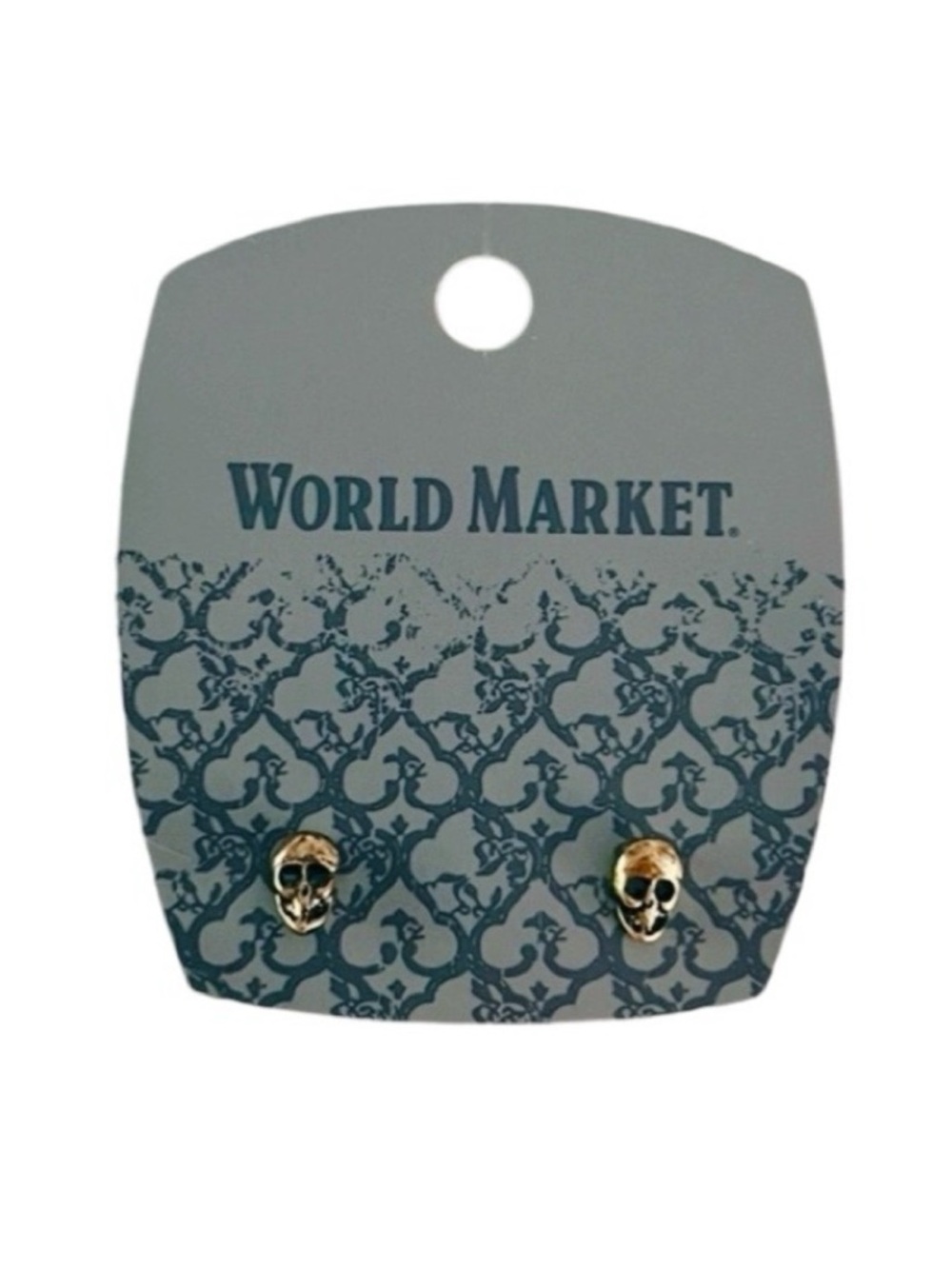 World Market Skull Dainty Gold Stud Earrings
